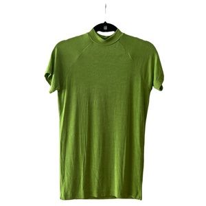 VTG YMLA Mock Neck Short Sleeve Tee in Bright Green
